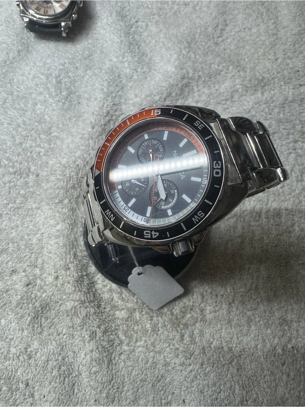 Nautica Black and Orange Sport Chronograph Watch